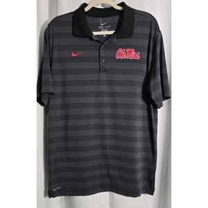 Nike Ole Miss Rebels Men's Golf Polo Shirt Black Gray Dri Fit Short Sleeve